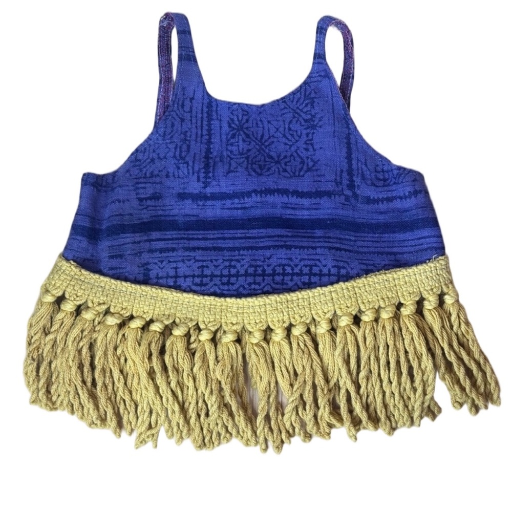 Liboosha Navy and Yellow Fringe Tank Top. Size 12/24. Great Condition. Vintage